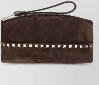 Valentino Garavani rockstud spike suede leather clutch bag