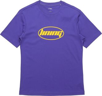 Li-Ning Alphabet Printing Solid Color Round Neck Short Sleeve Couple Style Purple AHSQ412-6
