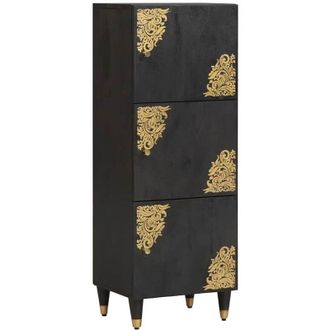 vidaXL vidaXL Credenza Nero 40 x 33 x 110 cm Legno di mango massello