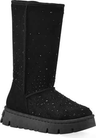 White Mountain Tripp Faux Fur Lined Boot in Black Faux Suede at Nordstrom Rack, Size 8.5