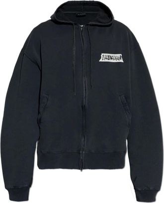 Balenciaga Zip-throughs, male, Black, Size: 2XL Logo Sweatshirt
