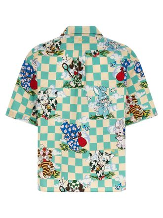 Kenzo Cartoon-Print Hawaiian Cotton Shirt - Teal