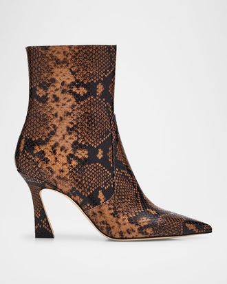 Stuart Weitzman 85mm Vinnie Snake-Printed Leather Booties