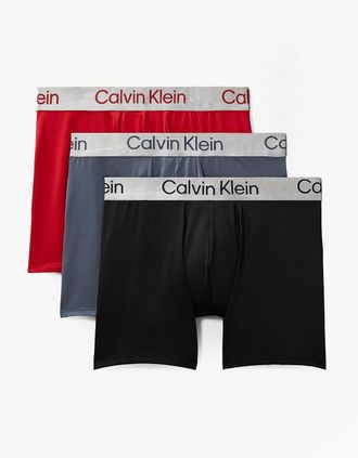 Calvin Klein Mens Calvin Klein LV00NB4124 BOXER BRIEF 3 PACK Mens Low Rise Trunks Multicoloured - Size: 32/33/32
