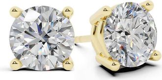Grown Brilliance 6 Carat Round Lab Grown Diamond Stud Earrings in 14K Yellow Gold