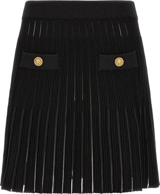 Balmain Flared Knit Mini Rok - Dames - Korte rokken - Zwart - XS - Rokken