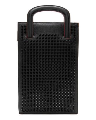 Christian Louboutin Black Leather Spiked Trictrac Portfolio Top Handle (Authentic Pre-Loved)