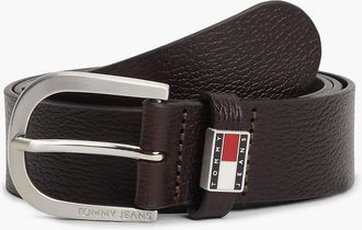 Tommy Hilfiger Mens Tommy Jeans Round Buckle Leather Belt - Dark Brown - 40