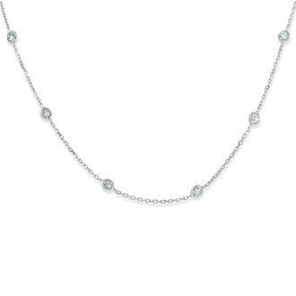 Pompeii3 1 1/2 Ctw Diamond Bezel Station Necklace 14K White Gold 18