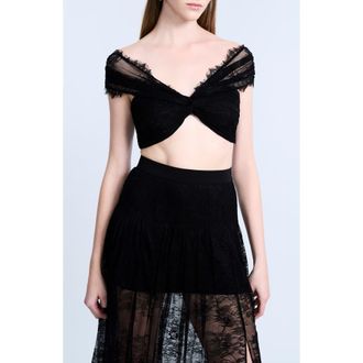 Bcbgmaxazria Twist Lace Crop Top in Black at Nordstrom Rack, Size 10