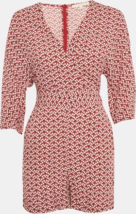 Maje Red Floral Print Crepe Jumpsuit