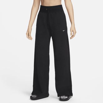 Nike Womens Nike Sportswear Phoenix Plush High-Waisted Wide-Leg Cozy Fleece Pants in Black | FN3622-010