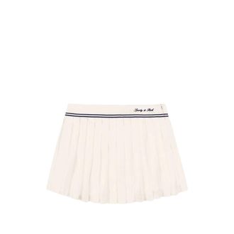 Sporty & Rich Serif Pleated Logo-embroidered Mini Skirt