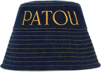 Patou Dark Blue Denim Logo Bucket Hat