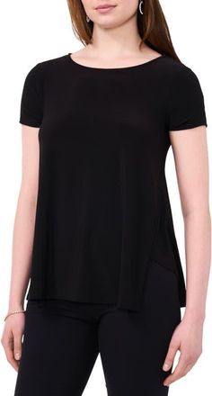 Chaus Split Hem Bateau Neck T-Shirt in Rich Black 060 at Nordstrom, Size X-Large