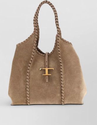 Tod's t medium suede hobo shoulder bag braided handles