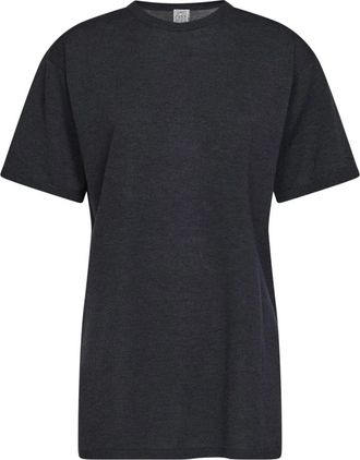 Toteme Tee Knit Fondante - Dames - T-shirts - Grijs - M - Leer - Tops