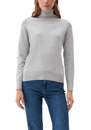 s.Oliver Rollkragenpullover S.OLIVER, Damen, Gr. 40, grau (grau melange), Feinstrick, Obermaterial: 72% Viskose, 28% Polyester, Basic, regular fit h&uuml;ftlang, Ru