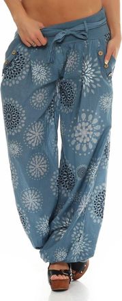 Malito more than fashion Malito Harem Pants with Summery Print Boyfriend Pants Aladin Bloomers Baggy Yoga 3481 Women One Size (Light Blue)