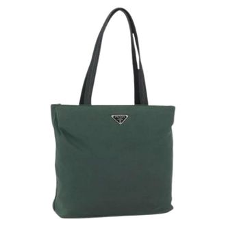 Prada Pre-owned Tote Bags, female, Green, Size: ONE SIZE Pre-owned Nylon Tote Bag