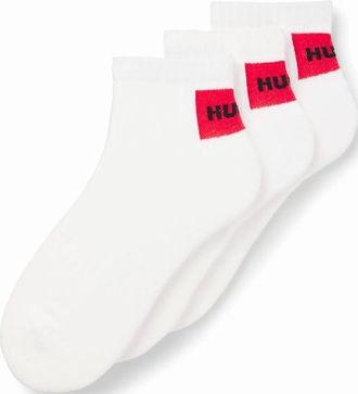 HUGO BOSS Mens 3 Pack of Logo Ankle Socks - White - Size: 6/5.5/7/6.5/7.5/8