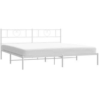 vidaXL Estructura Cama Sin Colch&oacute;n Con Cabecero Metal Blanco 200x200cm Vidaxl