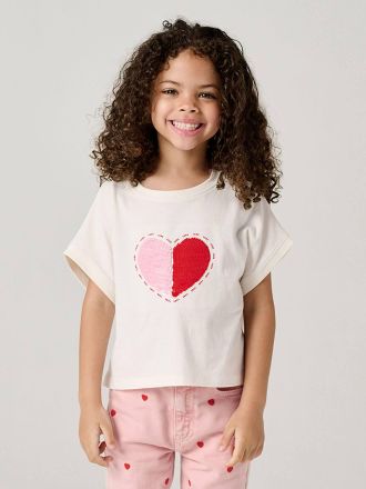 Vertbaudet M&auml;dchen T-Shirt mit Wendepailletten, verschiedene Designs wollwei&szlig;