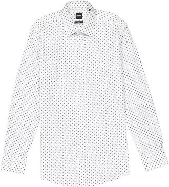 HUGO BOSS Printed Cotton Poplin Slim-Fit Shirt, Brand Size 42 (Neck Size 16.5)