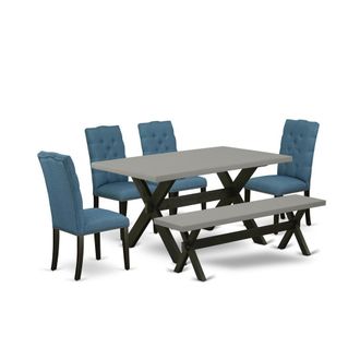 East West Furniture 6-Piece Fashionable Dining Set