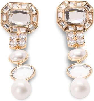 Self Portrait Crystal Pearl Tiered Earrings