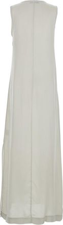 Jucca Womens White Long Dress With U-Neck And Back Closure Viscose