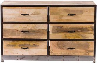 Miliboo C&oacute;moda 6 Cajones Madera Y Metal Industria