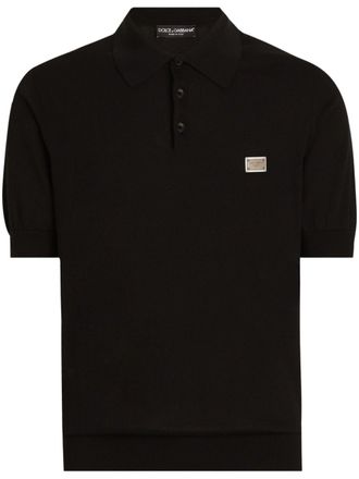 Dolce & Gabbana logo-plaque polo shirt - men - Cotton - 56 - Black