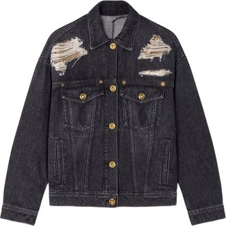 Versace Zwarte Denim Blouson Jas - Dames - Spijkerjassen - Zwart - XS - Denim - Jassen