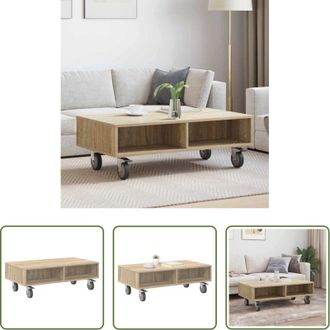 vidaXL Tavolino moderno - Tavolino con Ruote Rovere Sonoma 90 x 50 x 30 cm
