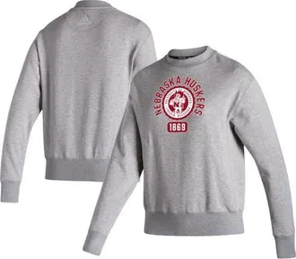adidas Womens adidas Heathered Gray Nebraska Huskers Vintage Circle Pullover Sweatshirt in Heather Gray at Nordstrom, Size Small