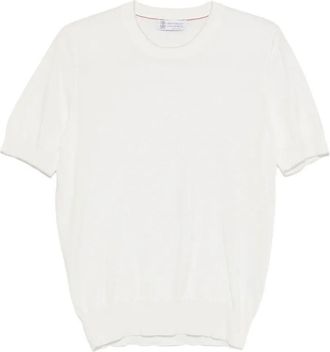 Brunello Cucinelli Cotton Lightweight Knit T-Shirt With Contrast Detai