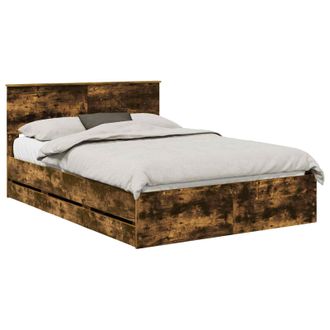 vidaXL Estructura De Cama Roble Ahumado 135 X 190 Cm Madera Ingenieril Vidaxl