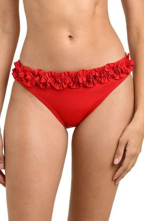 La Blanca Island Goddess Ruffle Bikini Bottoms in Ruby at Nordstrom, Size 14