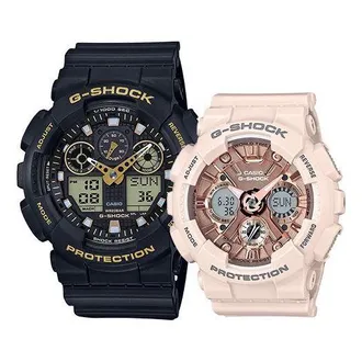 Casio G-Shock Analog-Digital Black Pale Pink Set GA-100GBX-1A9PR+GMA-S120MF4APR