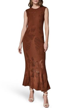 DKNY Floral Jacquared Sleeveless Dress in Cognac at Nordstrom, Size X-Large