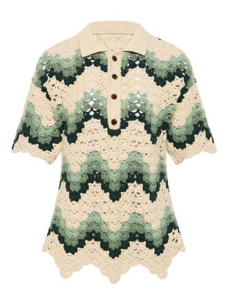 The Upside Tidal Sagra crochet polo top - women - Organic Cotton - L - Green