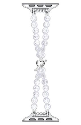 Posh Tech Eloise Imitation Pearl Apple Watch Bracelet Watchband in White at Nordstrom, Size 38 Mm