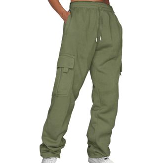 Generic BUKKNYE Womens Cargo Sweatpants Plus Size Elastic Waist Baggy Fleece Joggers Pants Casual Work Bottoms with Big Pockets for Hiking Walking Running Cyc