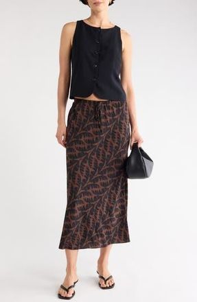Nordstrom Rack Drawstring Maxi Skirt in Brown- Black Julia Palm at Nordstrom Rack, Size X-Large