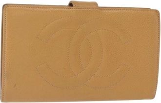 Chanel Pre-owned Wallets, female, Beige, Size: ONE SIZE Pre-owned Leather Wallet