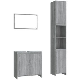 vidaXL Set De Muebles De Ba&ntilde;o 3 Pzas Madera Contrachapada Gris Sonoma Vidaxl