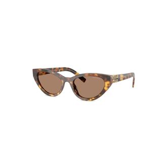 Miu Miu Sunglasses, female, Brown, Size: 54 MM Brown Tortoiseshell Cat-Eye Sunglasses