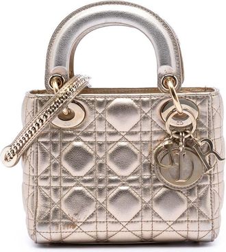 Dior Pre-owned Dior Mini Metallic Lambskin Cannage Lady Dior 18-MA-0158