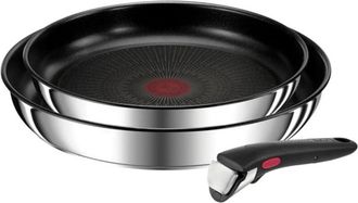 T-fal Set di 2 padelle in acciaio inox 22/26 cm + manico - L9739002 Tefal